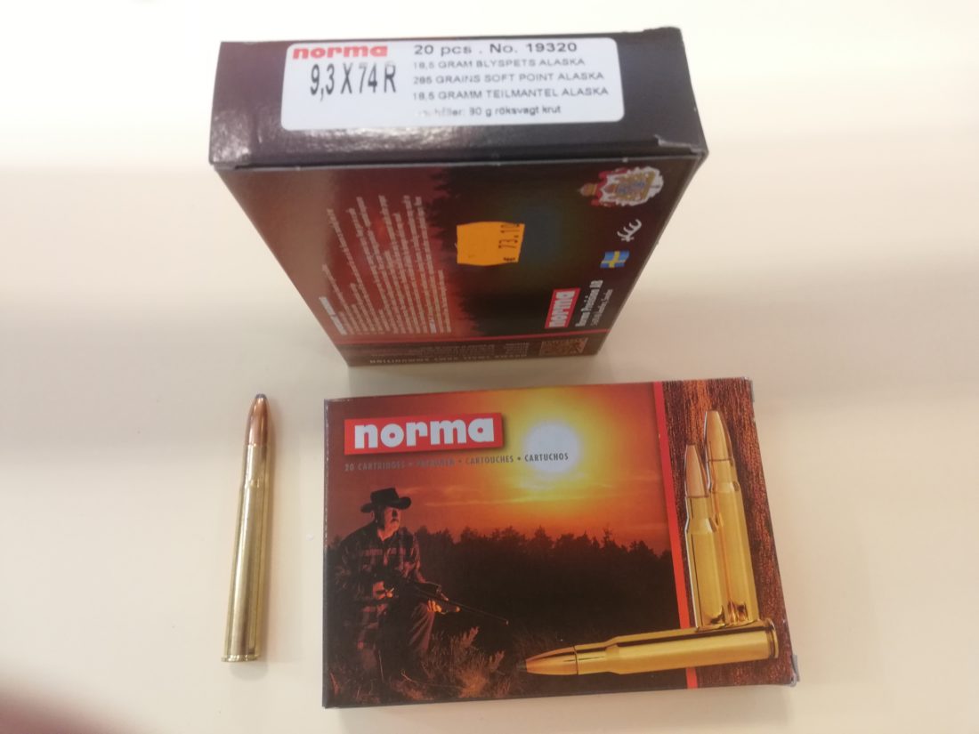 Cartouches de chasse marque NORMA calibre 9,3 x74R