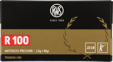 Cartouches à percussion annulaire de marque RWS, Premium Line, R100