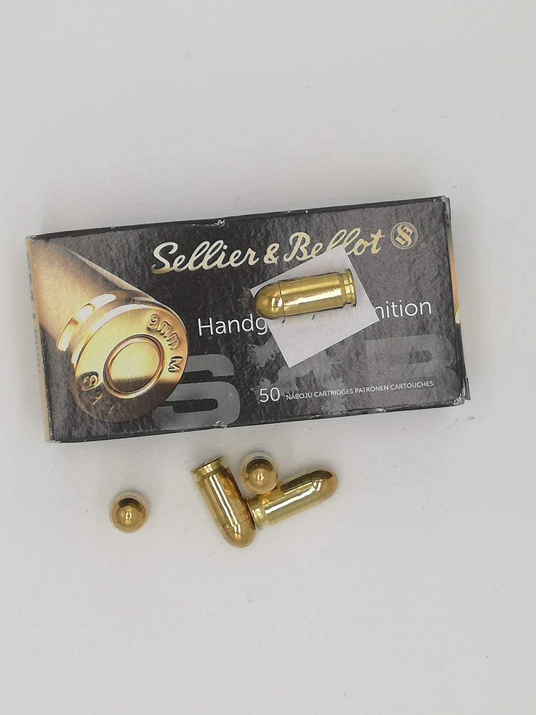 Cartouche calibre 9mm MAKAROV, 95 grains FMJ, marque Sellier et Bellot