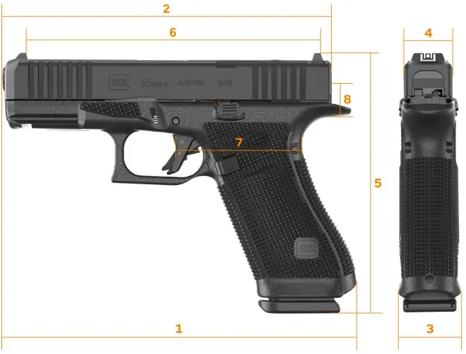Pistolet semi automatique GLOCK modèle 45 GEN6 calibre 9x19